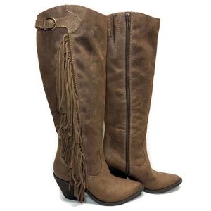 Carlos Santana Lever Fringe Western Tall Boots
